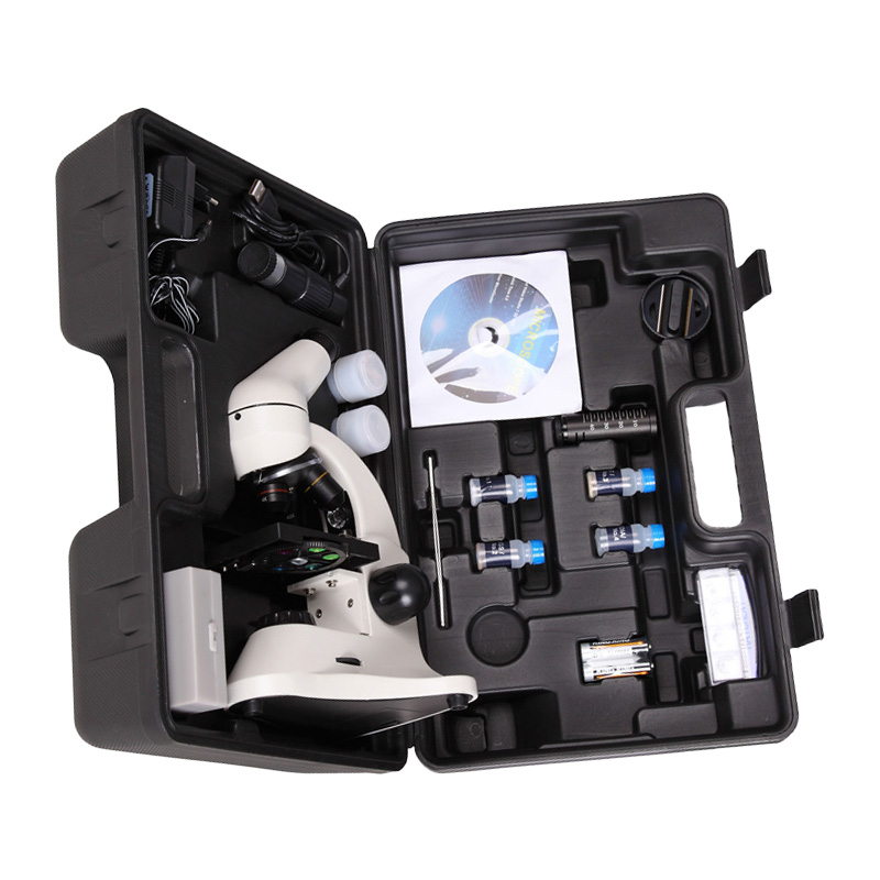 Professional Microscope Bundle with Eyepiece Suitcase and Accessories